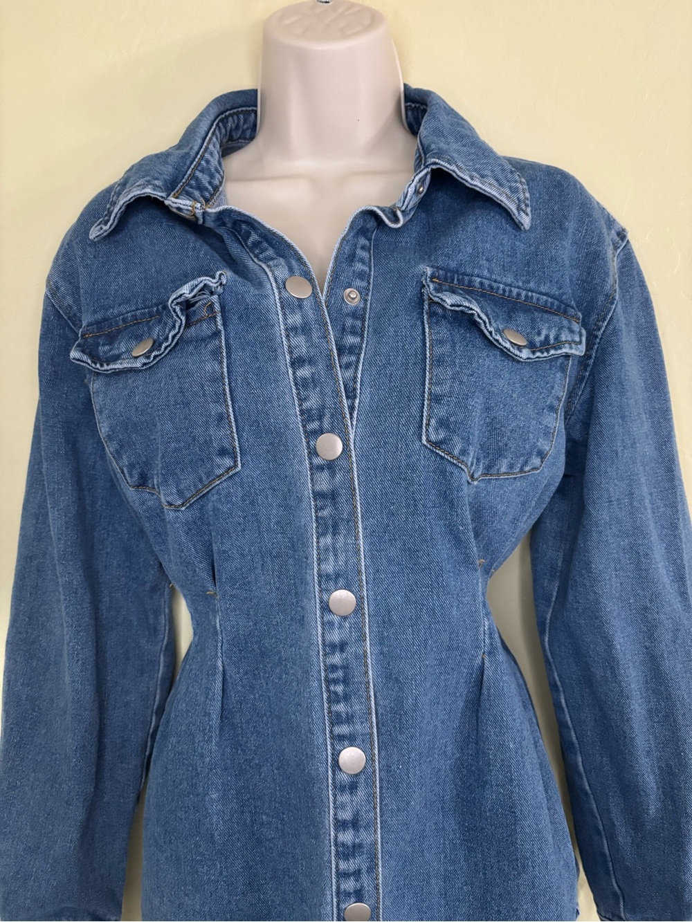 PrettyLittleThing Blue Denim Button-Front Shirt Dress Size 4 - Picture 7 of 16